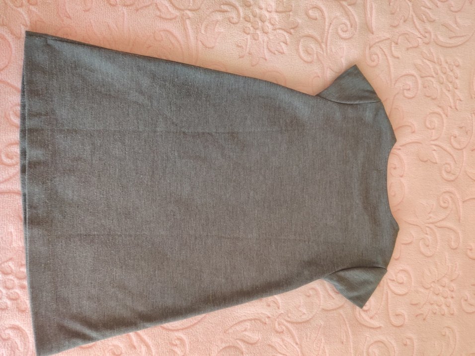 Kız Çocuk Gri Kısa Kollu Triko Tişört - Görsel 3