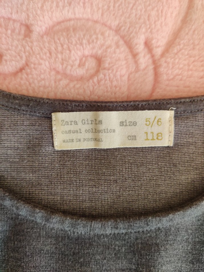 Kız Çocuk Gri Kısa Kollu Triko Tişört - Görsel 4