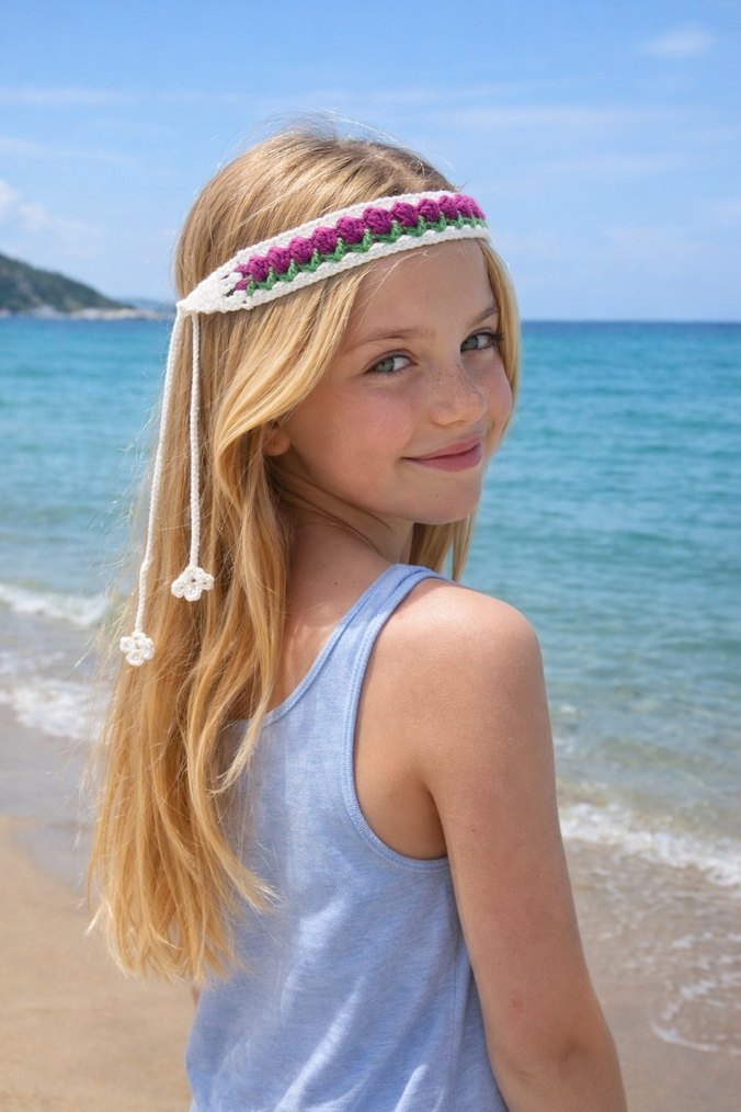 Lale modeli,çok renkli saç bandı. - Görsel 4