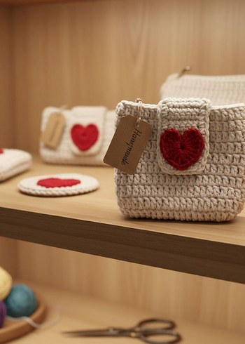 Mıknatıs çıtçıtlı,kalp desenli, çok amaçlı para cüzdanı. - Görsel 2