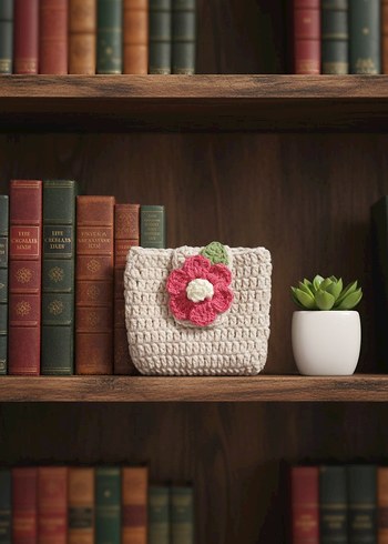 Çiçek Desenli Çıtçıtlı Örgü Kadın Cüzdanı - Görsel 2