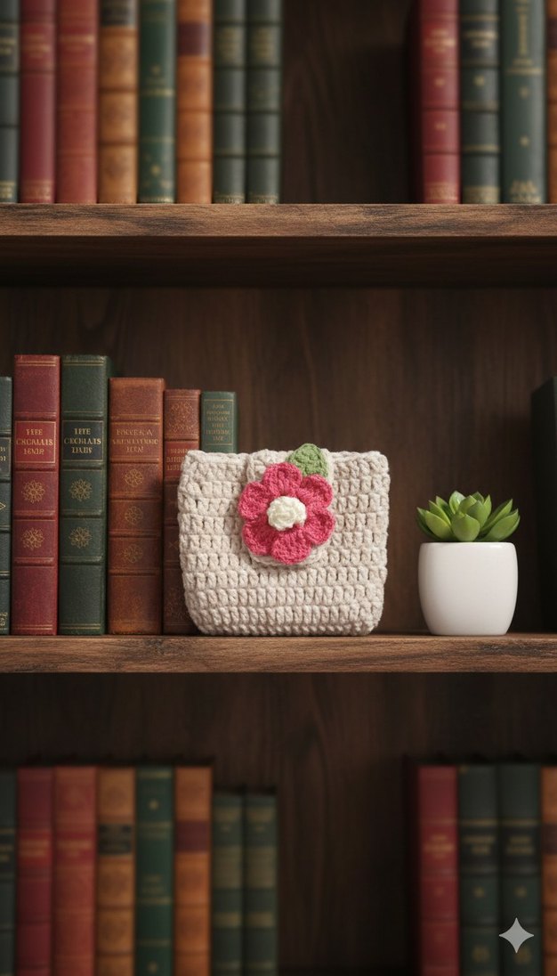 Çiçek Desenli Çıtçıtlı Örgü Kadın Cüzdanı - Görsel 2