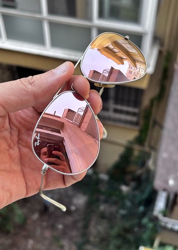Beden Pembe Aynalı RayBan 3025 Aviator Kadın Güneş Gözlüğü