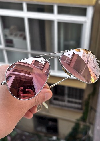 Pembe Aynalı RayBan 3025 Aviator Kadın Güneş Gözlüğü - Görsel 7