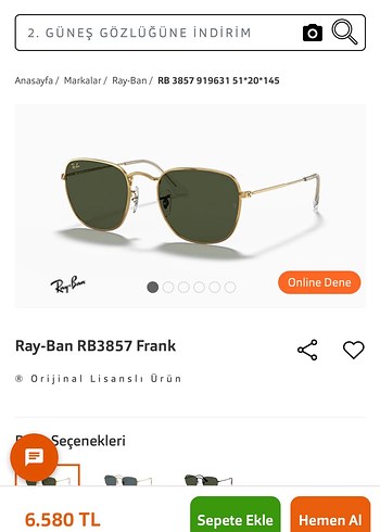 RayBan 3857 Frank Güneş Gözlüğü - Görsel 7