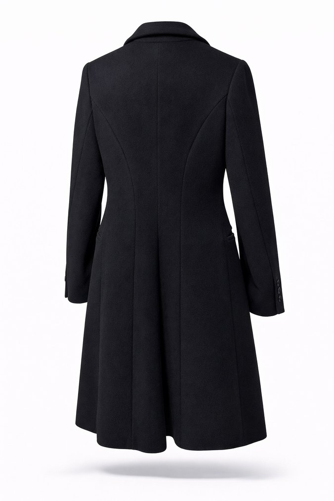 Adil İsik Düğmeli Siyah Kadın Kaban - Görsel 2