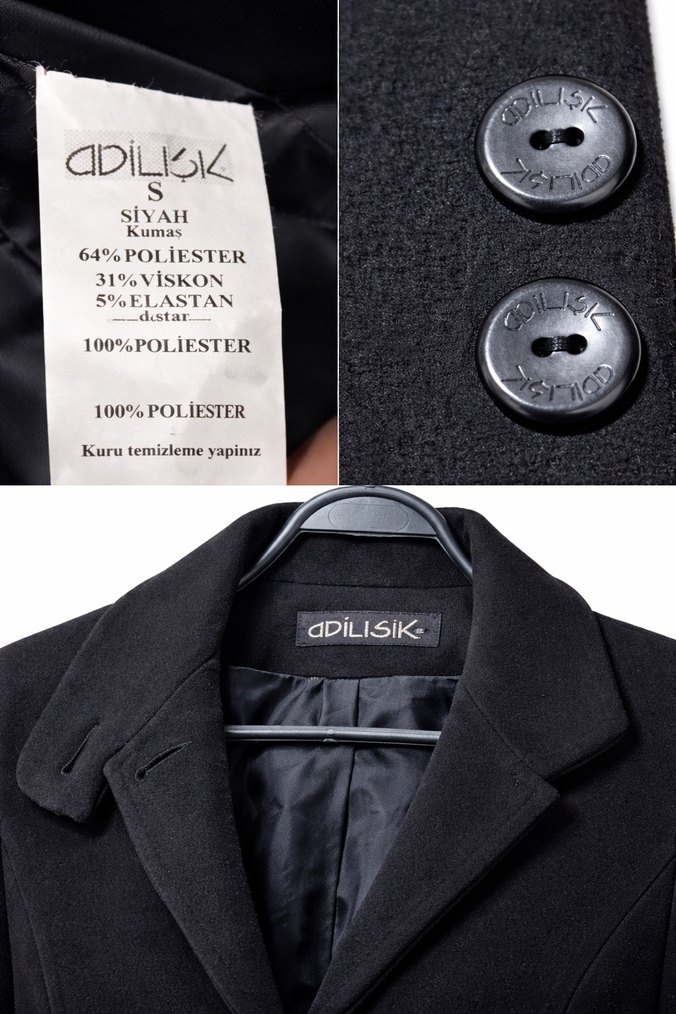 Adil İsik Düğmeli Siyah Kadın Kaban - Görsel 3