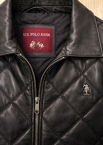 Kürk Detaylı U.S Polo Erkek Deri Mont - Görsel 3