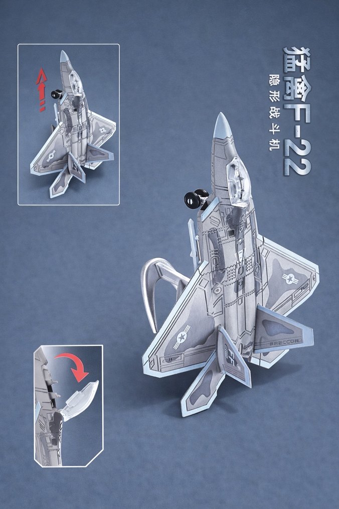 Gri Model Uçak Seti f-22 Raptor Model - Görsel 5