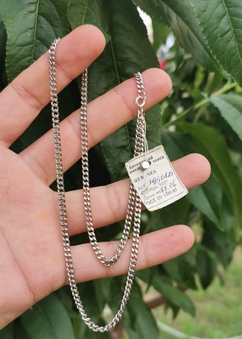 Beden gri Renk 925 Ayar Gümüş Vintage Erkek Kolye Zinciri