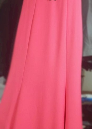 Diger Pembe Uzun Kayışsız Nakışlı Kadın Elbise - Görsel 2