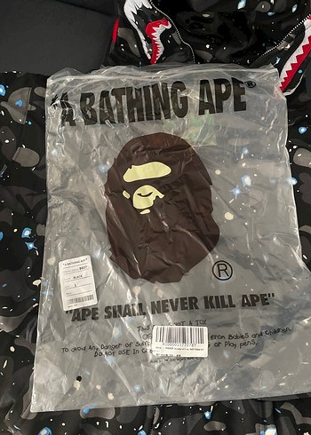 Bape Erkek Siyah Kamuflaj Kapüşonlu Kayak Ceketi