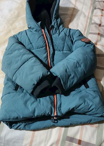 Erkek Çocuk Mavi Kapüşonlu Mont - Görsel 3