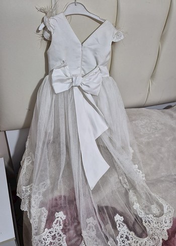 Beyaz Dantel Detaylı Kız Çocuk Elbise - Görsel 2