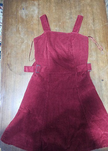 Kız Çocuk İnce Askılı kadife Elbise - Görsel 3