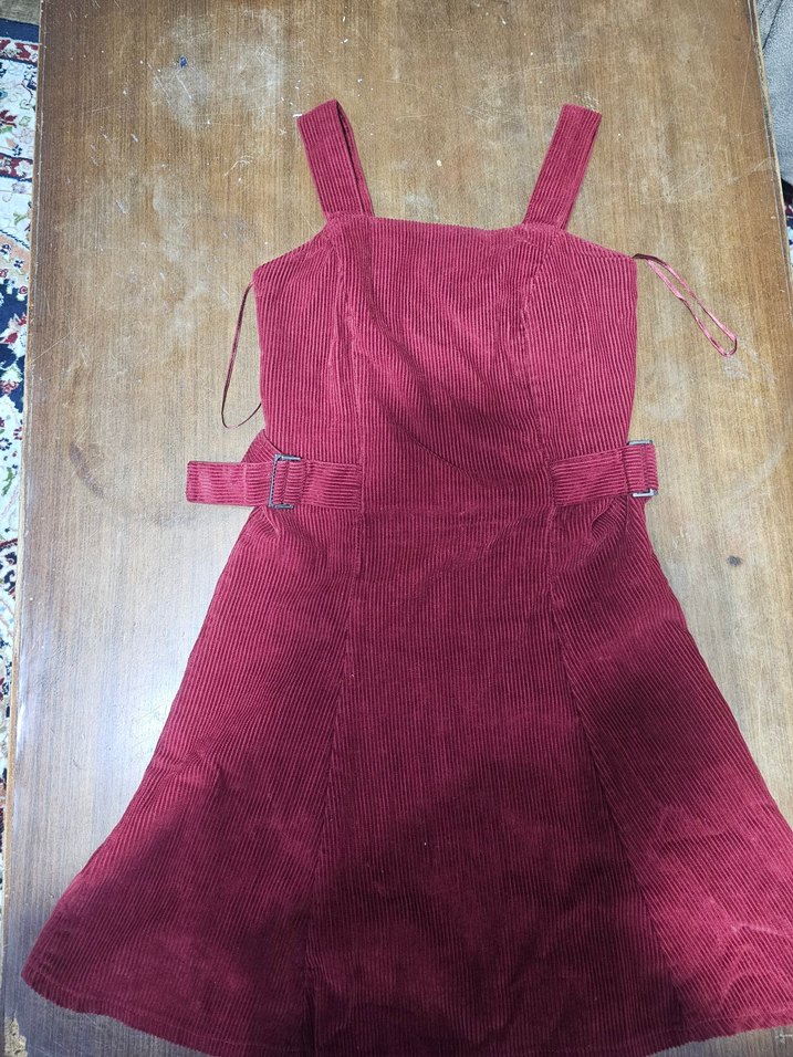 Kız Çocuk İnce Askılı kadife Elbise - Görsel 3