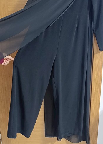 Siyah Uzun Önü Tüllü Tulum - Görsel 4