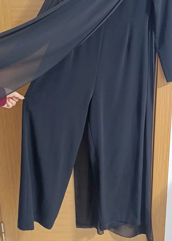 Siyah Uzun Önü Tüllü Tulum - Görsel 3