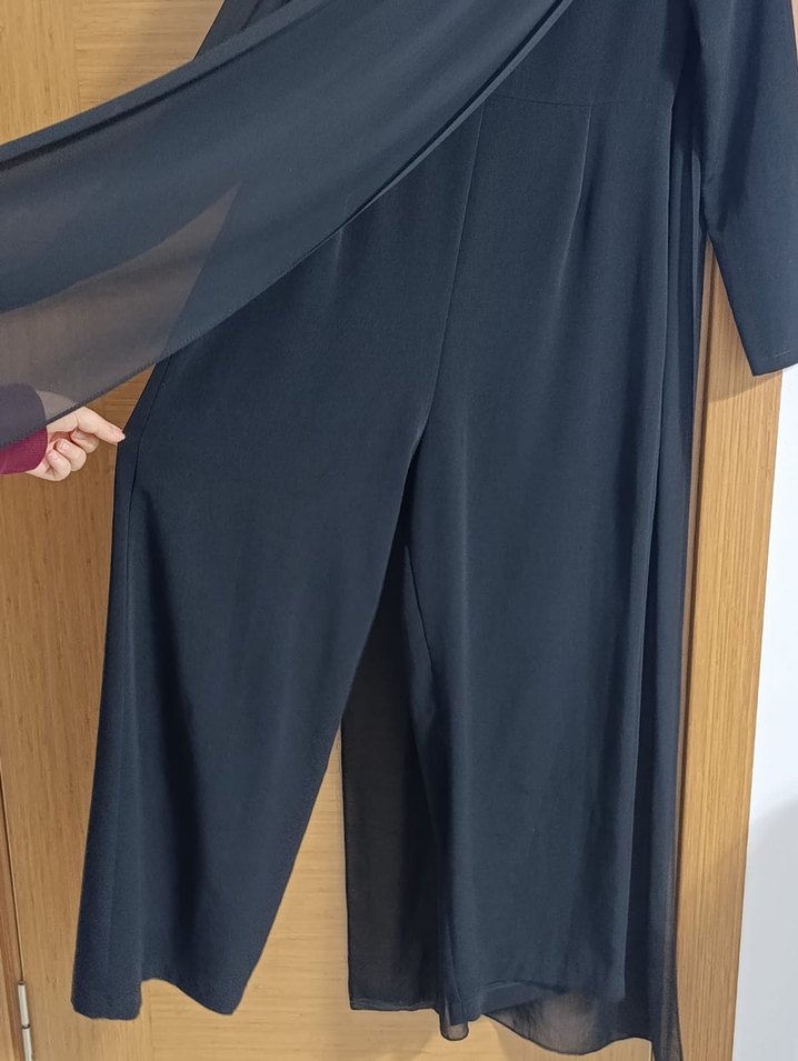 Siyah Uzun Önü Tüllü Tulum - Görsel 4