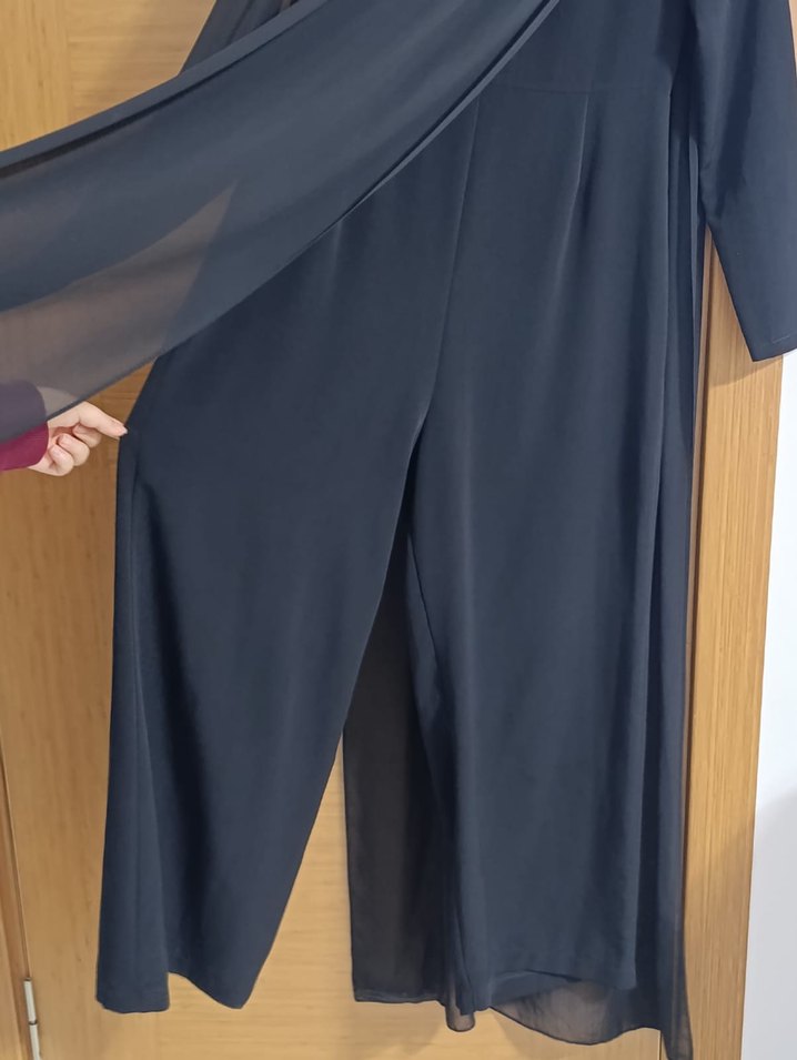 Siyah Uzun Önü Tüllü Tulum - Görsel 3