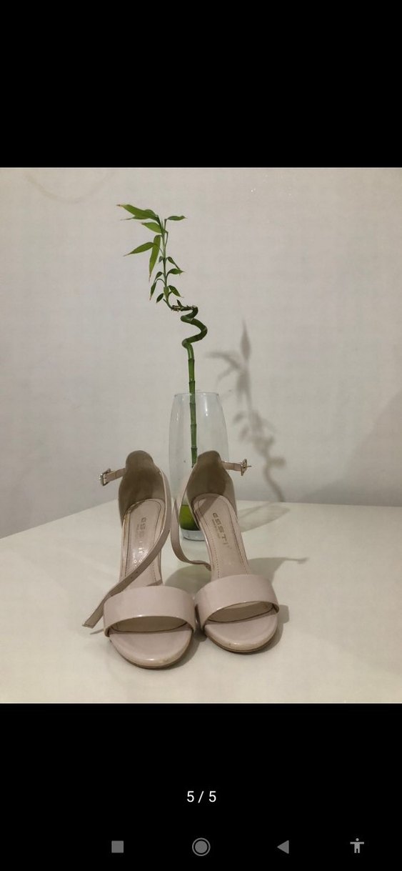 Bej Minimalist Topuklu Kadın Abiye Ayakkabı - Görsel 3