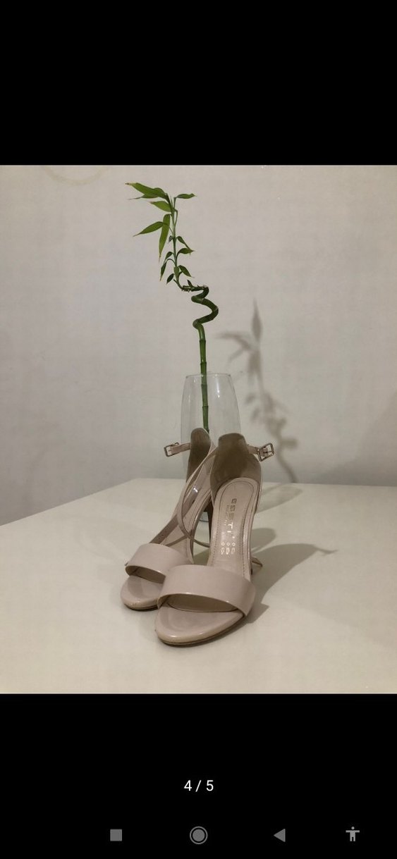 Bej Minimalist Topuklu Kadın Abiye Ayakkabı - Görsel 2