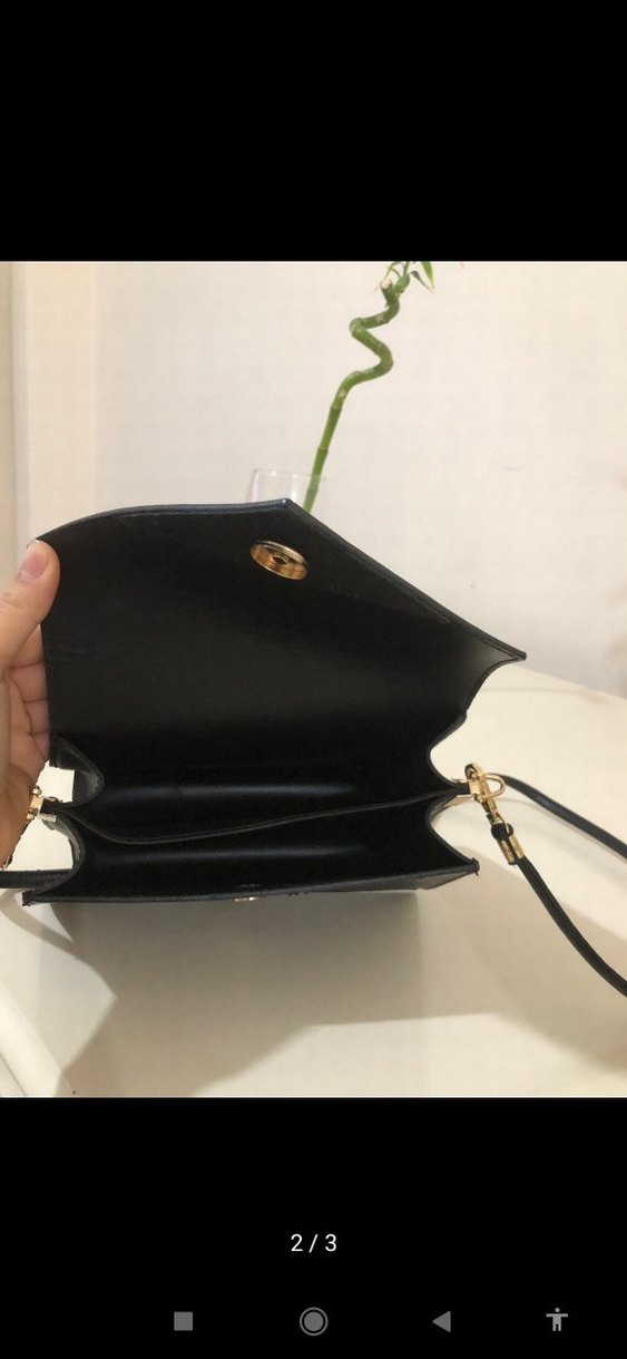 Minimalist Siyah Deri Kadın Çanta - Görsel 3