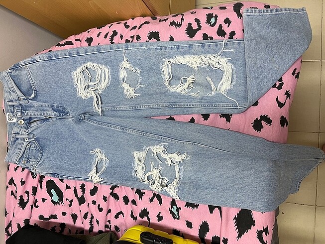xs Beden mavi Renk Straight jean