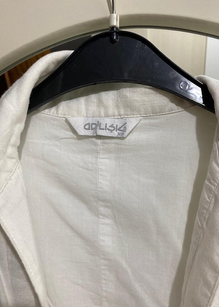 Beyaz keten düz altı elbise - Görsel 3