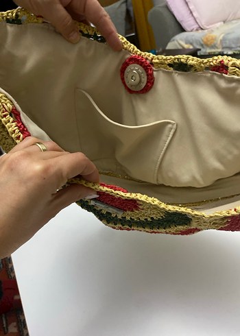 Renkli Nakışlı Bohem Örgü Kadın Çanta - Görsel 3