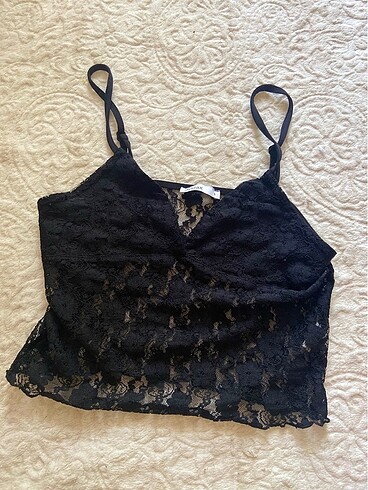siyah dantelli crop