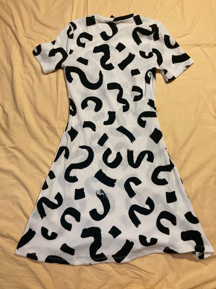 Siyah Beyaz Beli Saran Mini Elbise - Görsel 2