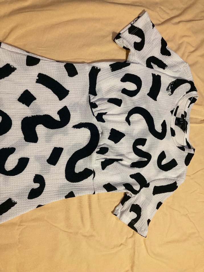 Siyah Beyaz Beli Saran Mini Elbise - Görsel 3