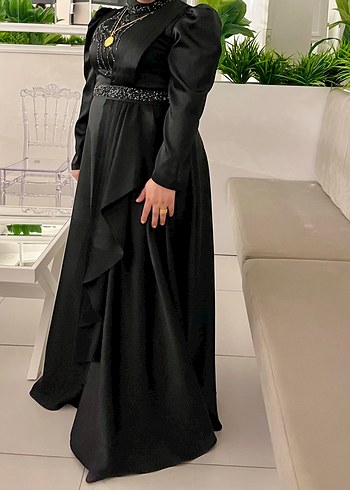 Saten Tesettür Abiye Elbise