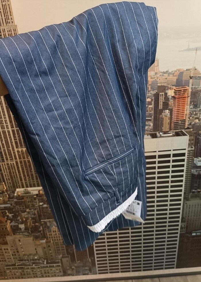 Bershka çizgili paraşüt pantolon  - Görsel 4