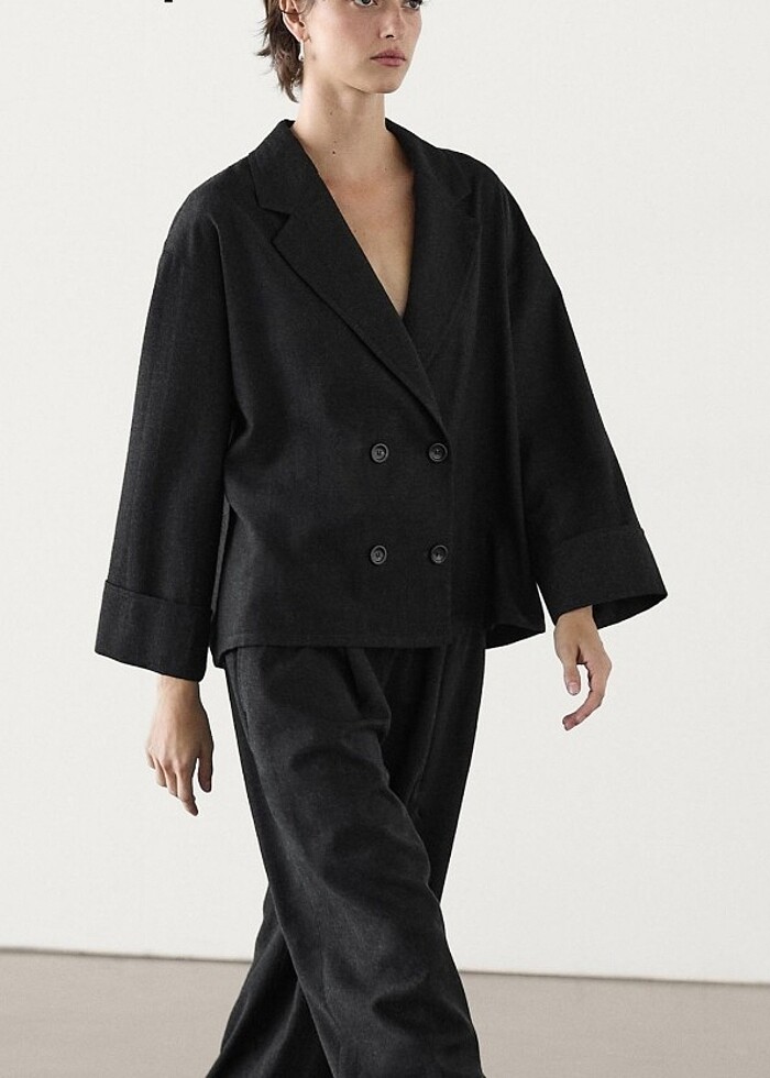 Massimo dutti 0 yün kumaş blazer  - Görsel 4