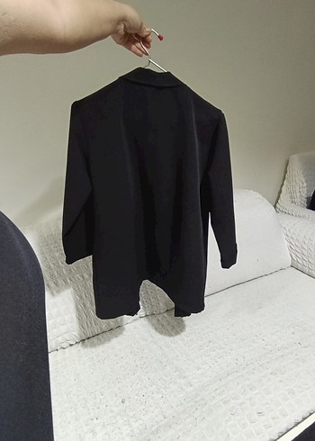 Siyah Minimalist Midi Kadın Kaban - Görsel 3