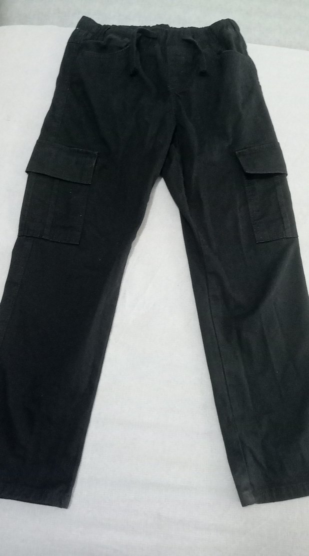 Siyah Erkek Çocuk Bol Kesim Kemerli Pantolon - Görsel 2