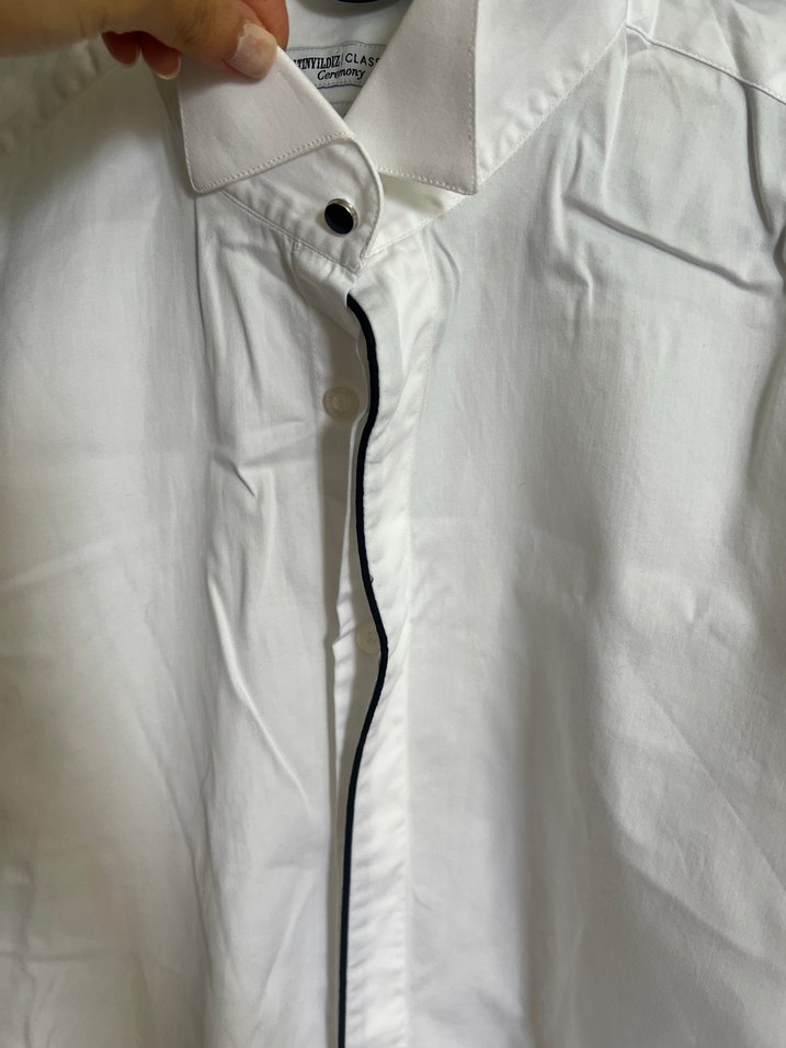 Düğmeli Beyaz Erkek Gömlek - Görsel 3