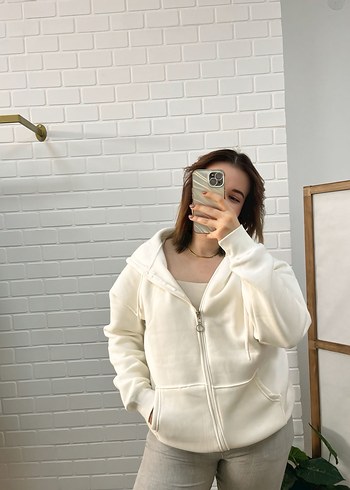Kadın Beyaz Kapüşonlu Sweatshirt s-m-l-xl