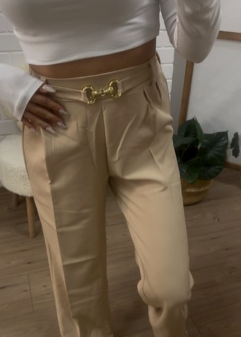 Kadın Kemer gold detay Kumaş Pantolon s-m-l-xl
