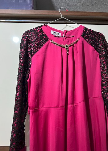 Pembe Uzun Kollu Drapeli Uzun Elbise gayet kullanışlı ve şık - Görsel 2