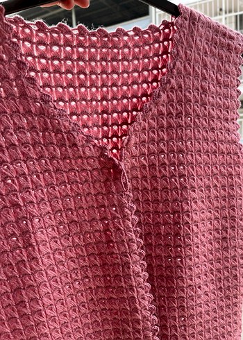 Pembe  Örgü Kadın Şal - Görsel 4