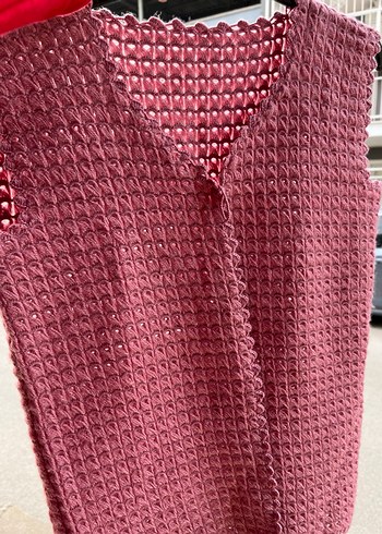 Pembe  Örgü Kadın Şal - Görsel 3