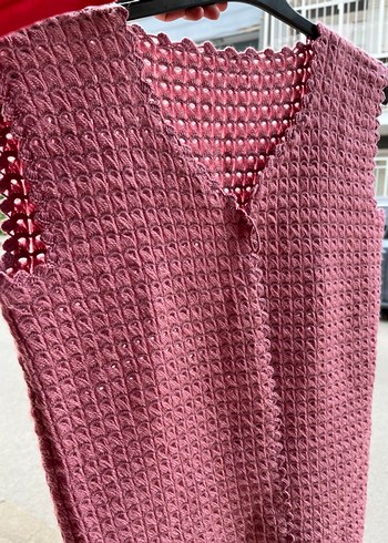 Pembe  Örgü Kadın Şal - Görsel 2