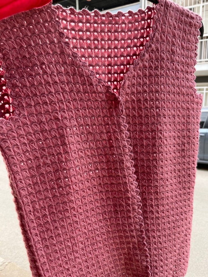 Pembe  Örgü Kadın Şal - Görsel 3