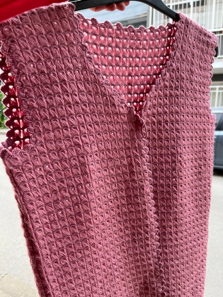 Pembe  Örgü Kadın Şal - Görsel 2