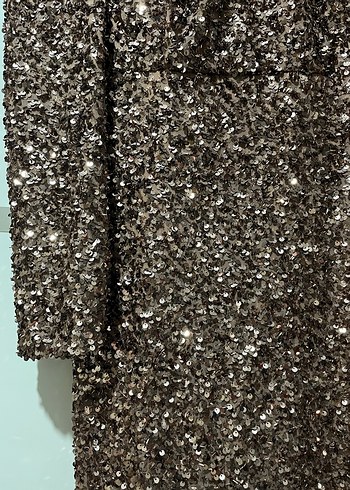 Kahverengi Parlak Uzun Abiye Elbise - Görsel 3