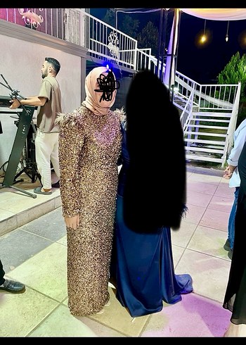 Kahverengi Parlak Uzun Abiye Elbise - Görsel 7