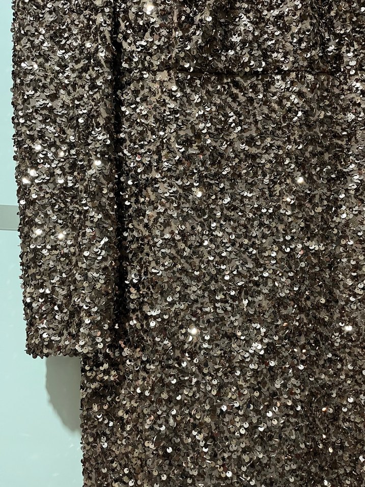 Kahverengi Parlak Uzun Abiye Elbise - Görsel 3